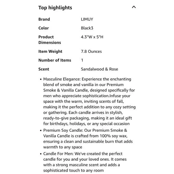 Premium Candles Black Scented Candles 50 Hour Burn Time Made with Soy 8oz S16 - Picture 5 of 6